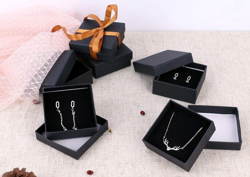 ديدوت dedoot كرافت صناديق المجوهرات حزمة من 30 صندوق هدايا مجوهرات من الورق المقوى مربع 2.8x2.8x1.2 بوصة قلادة صغيرة حلقة القرط كرافت صندوق لمجموعة المجوهرات مع وسادة مخملية سوداء - Image 4